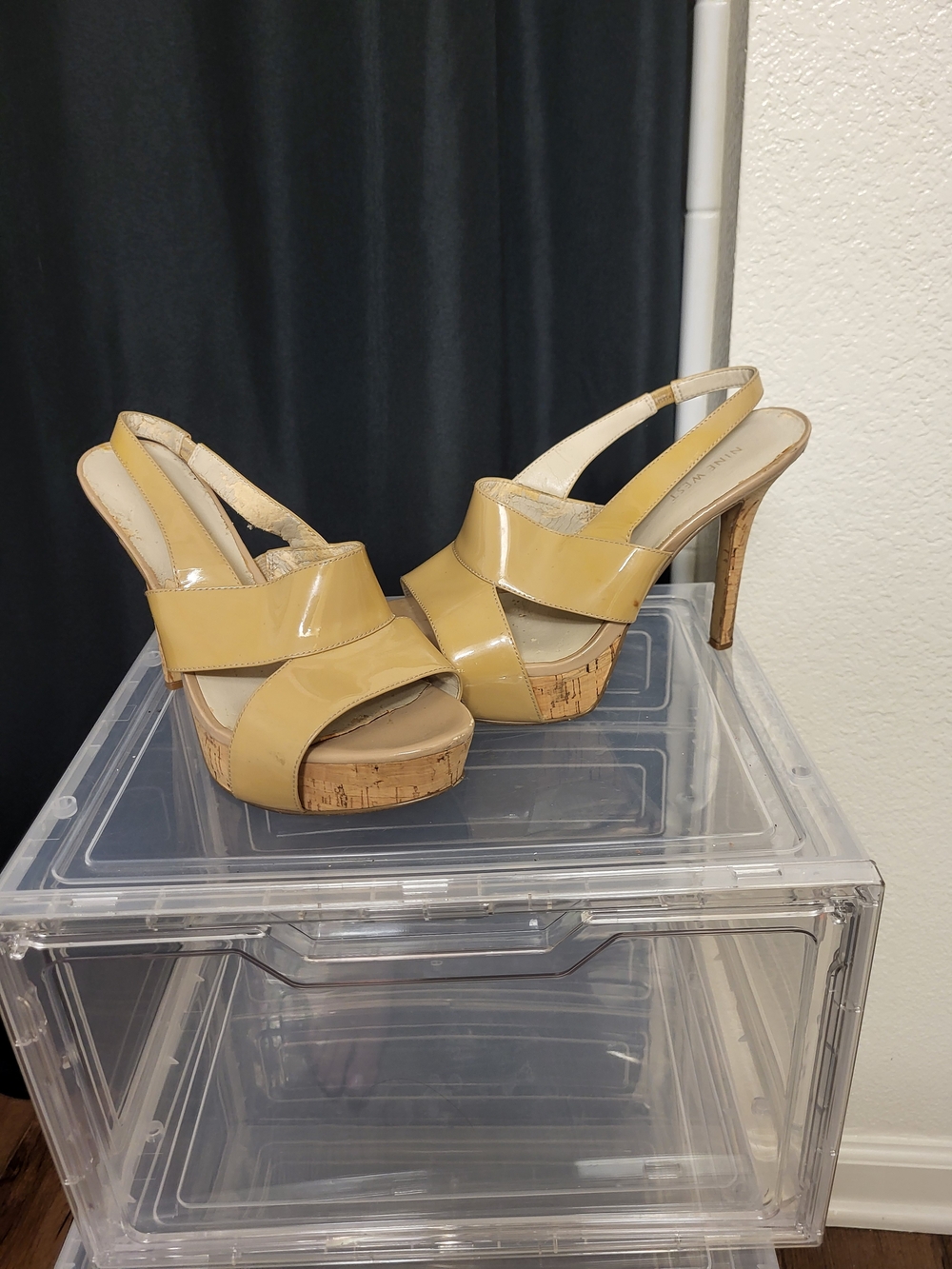Women’s Tan Patent Cork Platform Heels